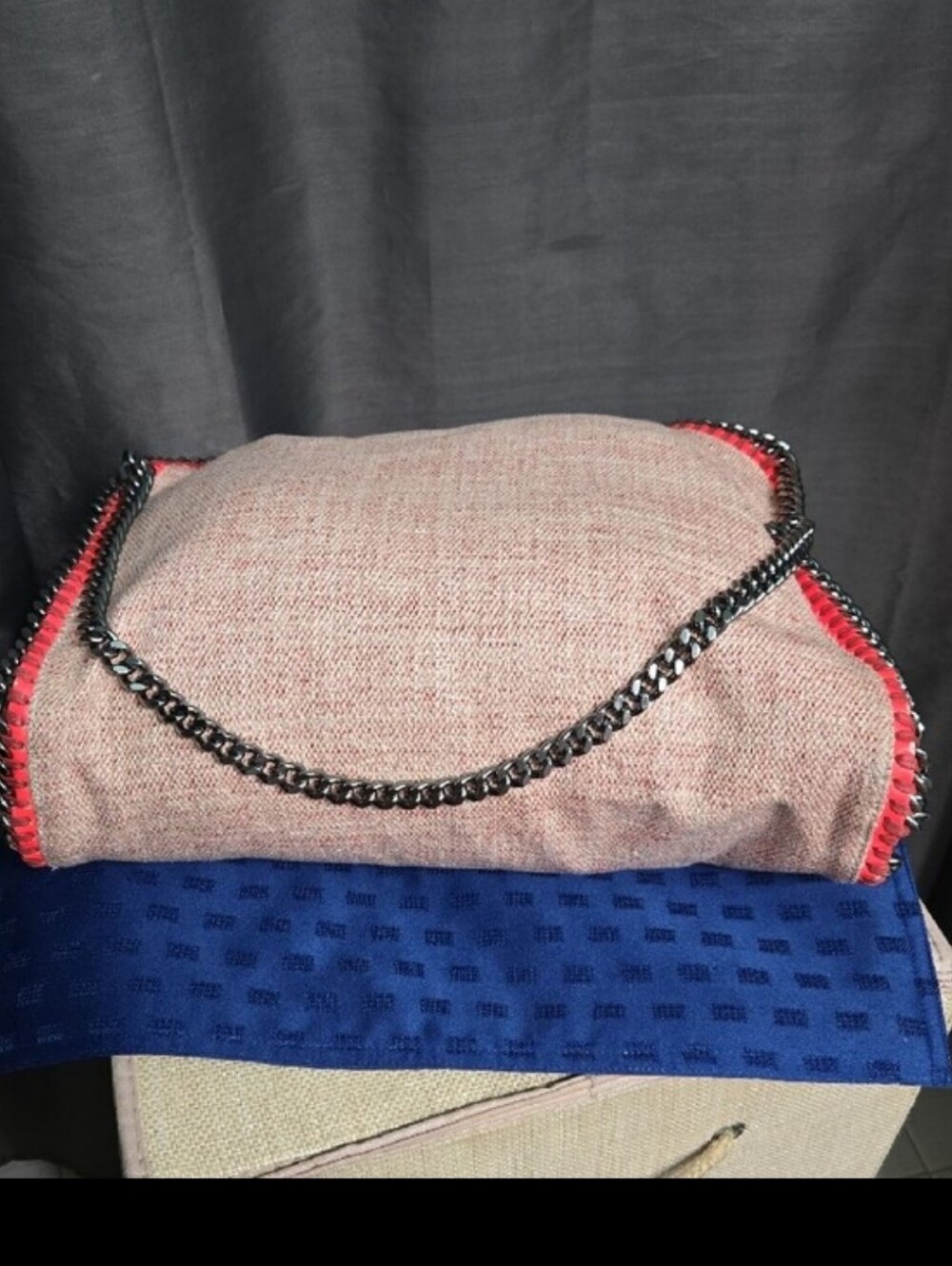 Stella Mccartney Falabella Fold Over Pink Tweed Tote with Gunmetal Chain - Picture 6 of 16